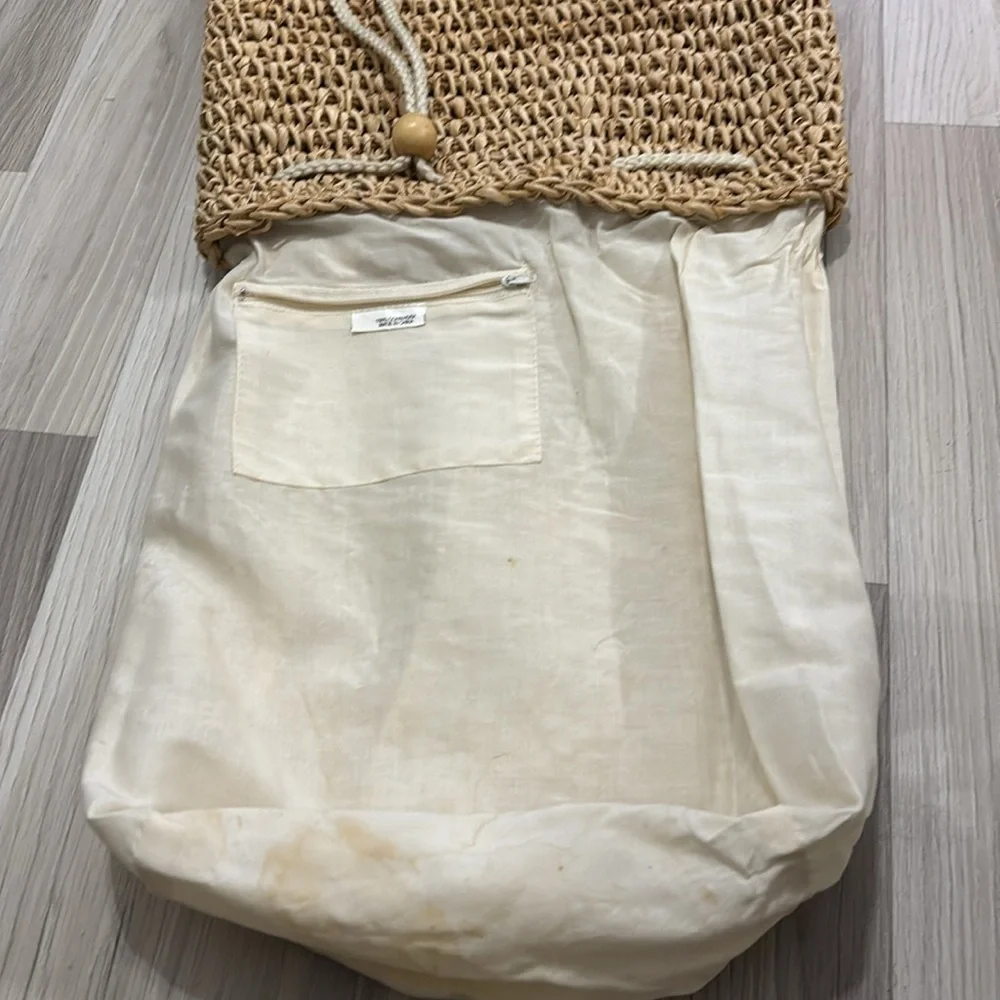 Backpack Beach Straw Woven Weekend Getaways Tan Bag - Picture 5 of 13